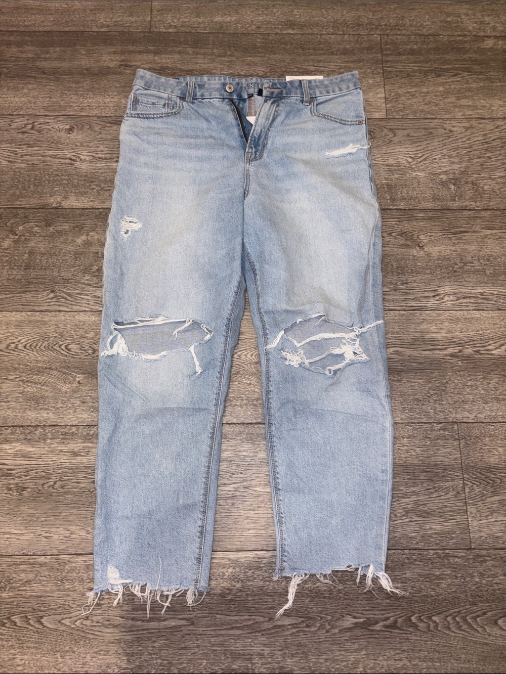 American Eagle Outfitters Light Blue Distressed Straight Leg Jeans